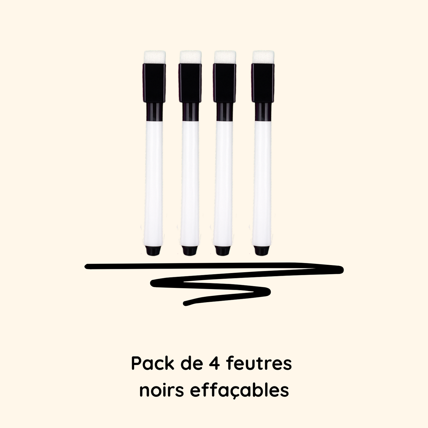 Pack de 4 Feutres Noirs Effaçables