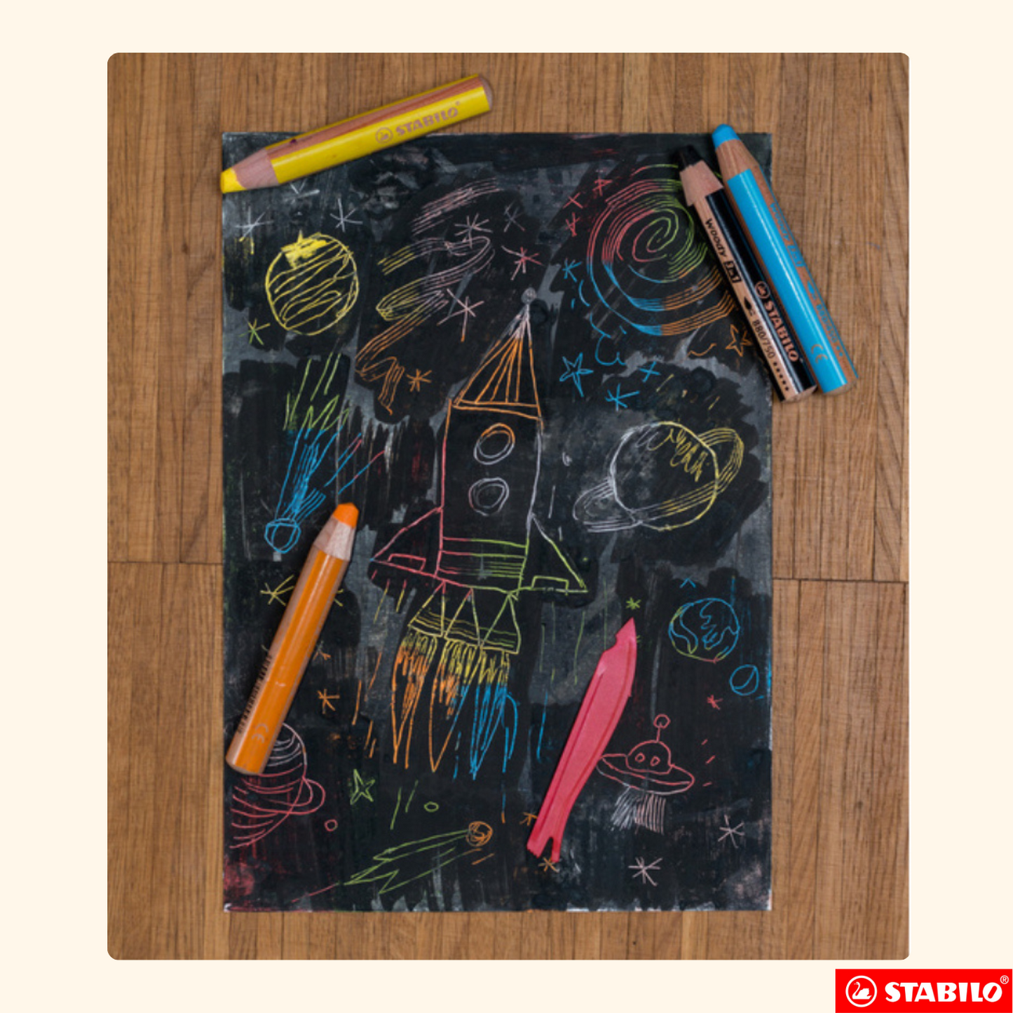 Crayon original Stabilo WOODY 3 en 1 - 6 pièces