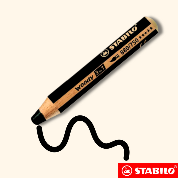 Crayon original Stabilo WOODY 3 en 1 noir