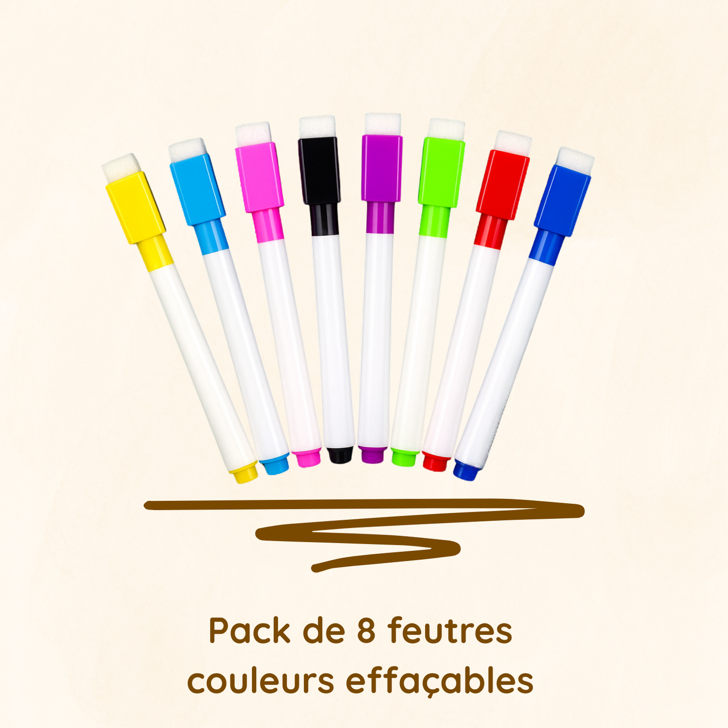Pack de 8 Feutres Couleurs Effaçables